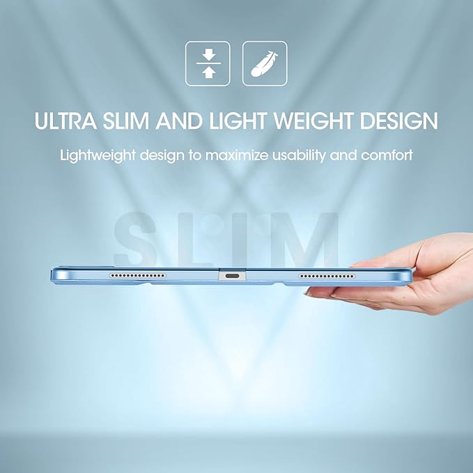 ProCase for iPad Pro 13 Inch Case M5 2025/ M4 2024, Smart Cover iPad Pro M5 M4 Case 13 Inch, Slim Stand Translucent Hard Shell Back, Supports Touch ID, Auto Wake/Sleep -SkyBlue