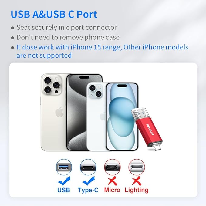 Thkailar 2 Pack USB C Flash Drive 64GB 2 in one OTG USB 3.1 Thumb Drive,Memory Stick for Business Traveler Works,Compatible with Computers,MacBook Pro,Android Phones(Black&Red)