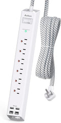 Power Strip Surge Protector with USB C - Flat Plug Extension Cord with 6 AC Outlets 4 USB (2 USB C), Wall Mount, 5ft, 1080 J, Multi Plug Outlet Extender for Home Office Dorm Room Essentials