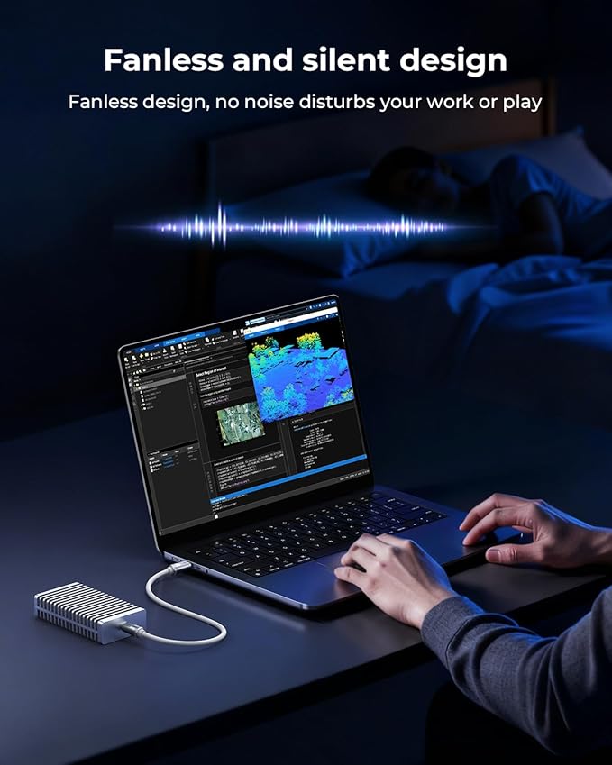 RayCue 80Gbps M.2 NVMe SSD Enclosure with Cooling Fan, Compatible with Thunderbolt 5/4/3, USB 4.0/3.2/3.0/2.0 M-Key/(M&B) Key NVMe 2280 SSD up to 8TB