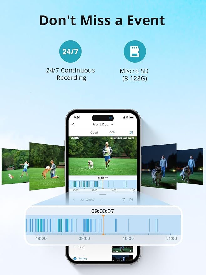 DEKCO 4 Pack Wired Home Camera Outdoor with 2K Color Night Vision, Pan Rotating 180° Security Cameras Support 24/7 Recording, 2.4GHz WiFi, AI Human Auto Tracking, Work with Alexa/Google Assistant