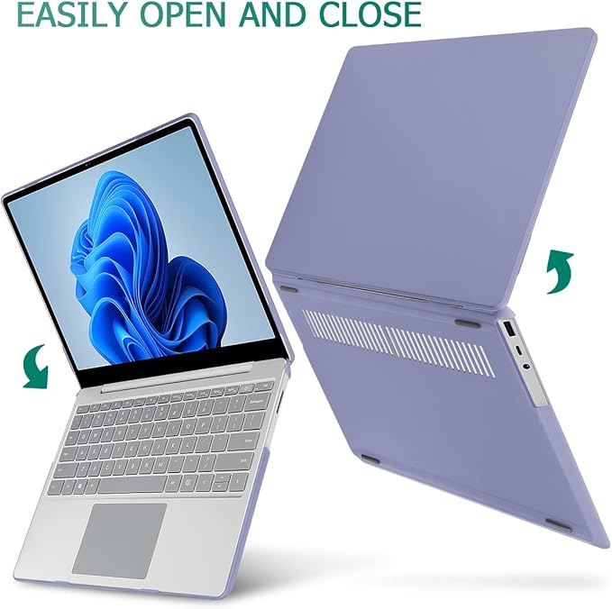 May Chen Compatible with Microsoft Surface Laptop Go 3 Go 2 Go 1 12.4 Inch Model 1943 2013 (2023 2022 2020 Release), Plastic Hard Shell Case with Screen Protector + Keyboard Cover, Lavender Gray
