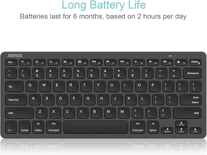 Arteck Ultra-Slim Bluetooth Keyboard Compatible with iPad 10.2-inch/iPad Air/iPad 9.7-inch/iPad Pro/iPad mini, iPhone and Other Bluetooth Enabled Devices Including iOS, Android, Windows, Black