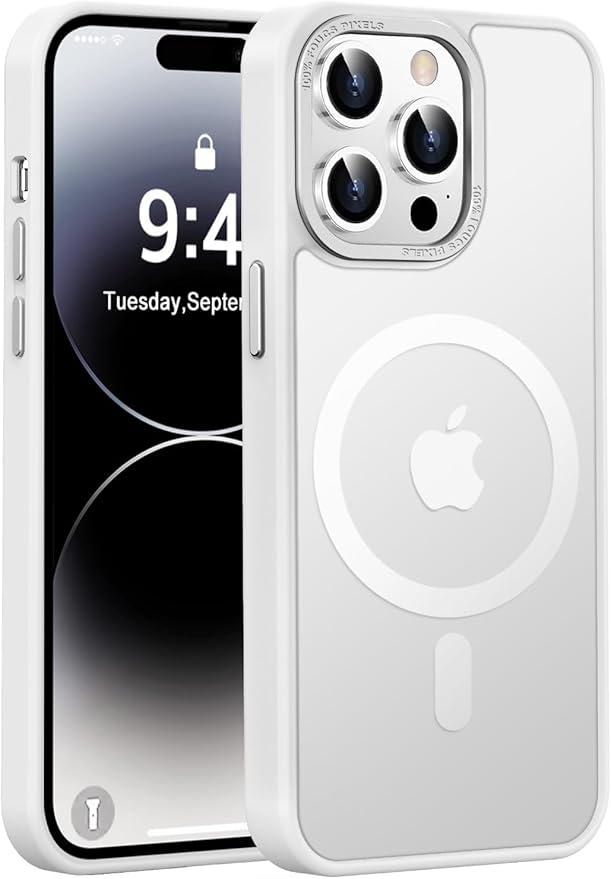 Newfuture Designed for iPhone 14 Pro Max Case with Magnetic [13 FT Military Drop Protection] [Compatible with Magsafe] Slim Translucent Matte Shockproof with Anti-Fingerprint Phone Case, Frosted White