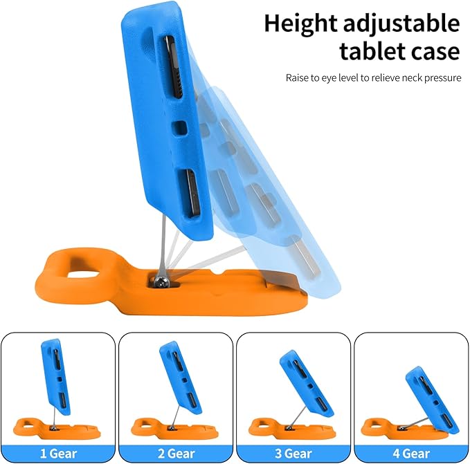 Kids Case for iPad mini 7 (A17 Pro) 2024 /iPad Mini6 2021,Adjustable Portrait/Landscape Stand//Drop Proof with Handle/Kickstand,Child Friendly Case for iPad mini 7th/6th Gen 8.3inch (Blueorange)
