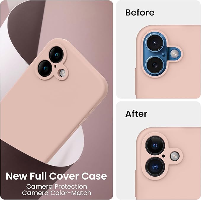 FireNova Designed for iPhone 16 Plus Case, Silicone Upgraded [Camera Protection] Case, Soft Anti-Scratch Microfiber Lining Inside, 6.7 inch, Pinksand