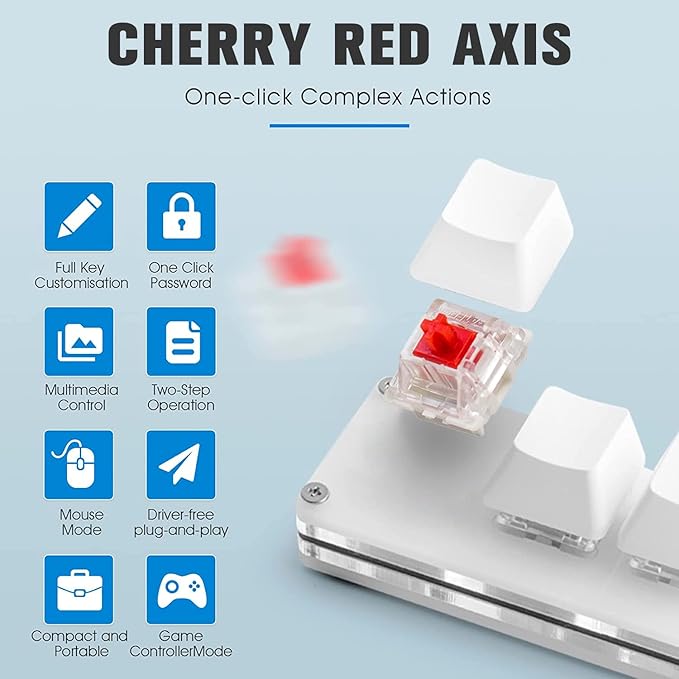 Ecarke 5 Keys Mini Macro Mechanical Keyboard Gaming Keypad Cherry Shaft OSU Keypad Hotswap with USB Data Cable & RGB LED Light for Windows Mac macros or Rhythm Games