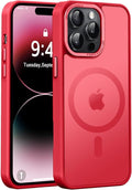 Newfuture Designed for iPhone 14 Pro Max Case with Magnetic [13 FT Military Drop Protection] [Compatible with Magsafe] Slim Translucent Matte Shockproof with Anti-Fingerprint Phone Case, Red
