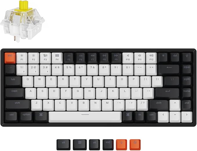 Keychron K2 75% Layout 84 Keys Hot-swappable Bluetooth Wireless/USB Wired Mechanical Keyboard with Super Banana Switch/Double-Shot Keycaps/RGB Backlight/Aluminum Frame for Mac Windows Version 2