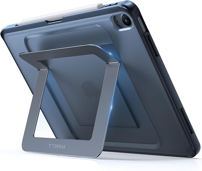 TORRAS Ostand K1 Guardian for iPad Air 13 inch Case M4 2026, M3 2025, M2, Ultra Stable Stand, Multiple Adjustable Viewing Angles, Slim Protective Kickstand iPad Air 13 Case with Pencil Holder, Black