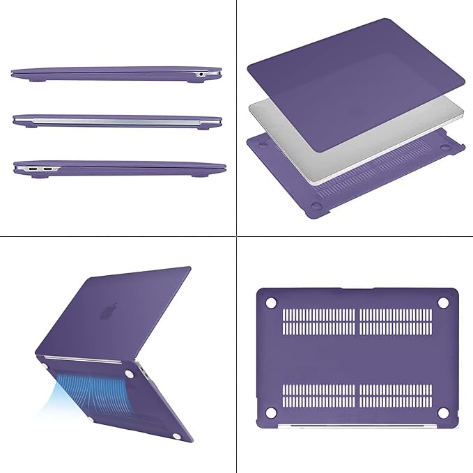 MOSISO Compatible with MacBook Air 13 inch Case M1 2021 2020 2019 2018 Release A2337 A2179 A1932 Touch ID, Plastic Hard Shell Cover&Keyboard Cover for MacBook Air 13.3 inch Case M1, Imperial Purple