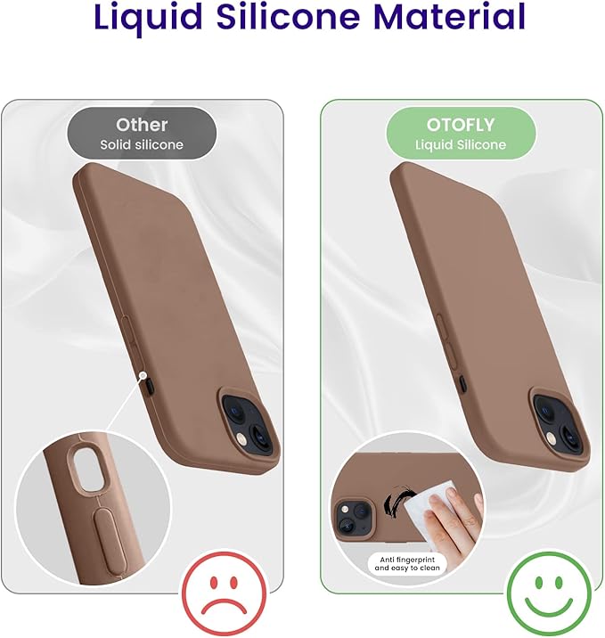OTOFLY Designed for iPhone 14 Case, Silicone Shockproof Slim Thin Phone Case for iPhone 14 6.1 inch (Light Brown)