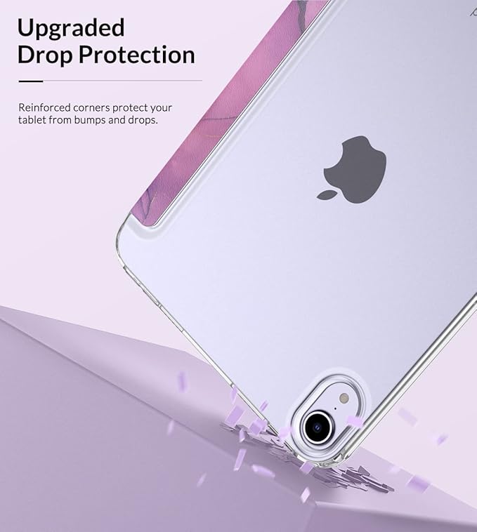 MoKo Case Fit New iPad mini 7 (A17 Pro) 2024, iPad mini 6th Generation Case 2021 (8.3-inch), iPad mini 6 Case, Soft TPU Translucent Frosted Back Cover Case for iPad mini 7th, Marble Gold Purple