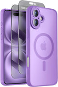 Symcele Designed for iPhone 16 Case, Compatible with MagSafe, with Privacy Screen Protectors X2, [Camera Protection] [15FT Military Drop Protection] Shockproof Phone Case, 6.1", Light Purple