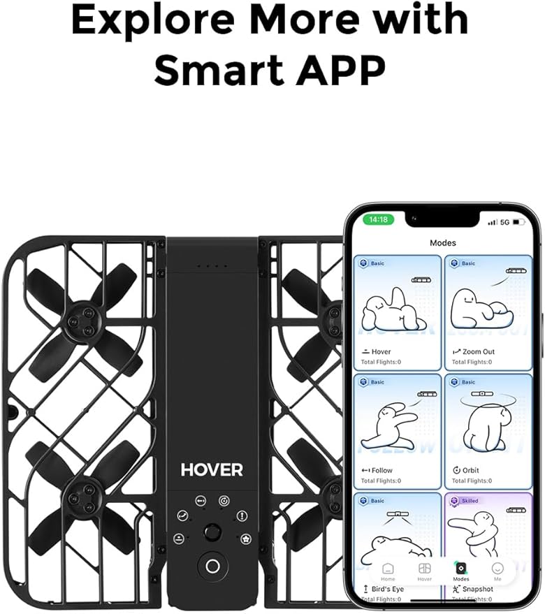 HOVERAir X1 Drone with Camera, Follow-me Drone with Self-Flying Mode, Foldable Mini Drone with HDR Video Capture, Palm Takeoff, Intelligent Flight Paths, Hands-Free Control Black (Combo)