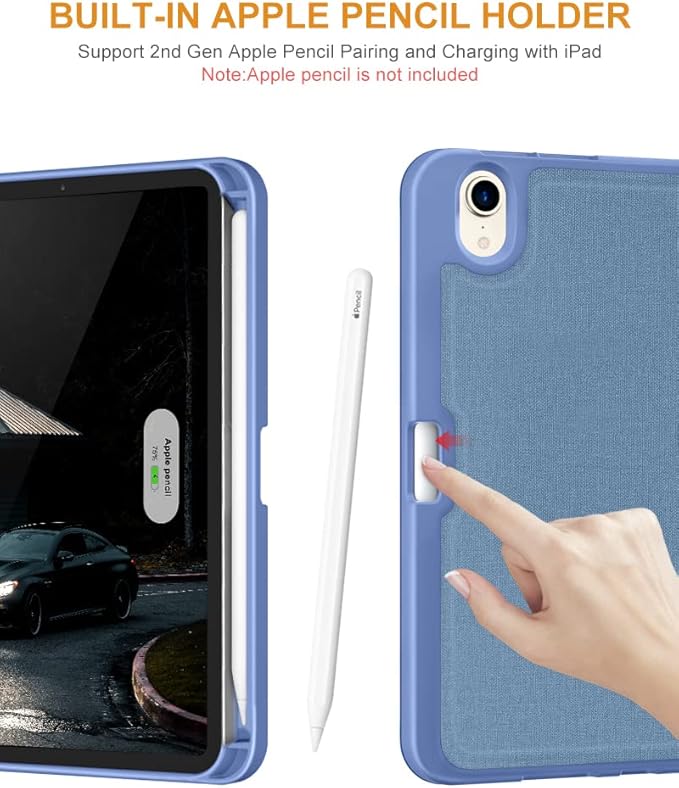 DTTO Case for iPad mini 7 (A17 Pro) 2024 / iPad mini 6 2021 8.3 inch with Pencil Holder, Multi-Angle Magnetic Standing Cover for iPad mini 7th/6th Generation [Auto Wake/Sleep], Sky Blue