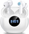 Wireless Earbuds 2025 NEW Bluetooth 5.4 Headphones Bass 3D Stereo, In-Ear Earphones with 4 ENC Noise Cancelling Mic, 48H Playtime with LED Display, IPX7 Waterproof for Laptop Pad Android iOS, White