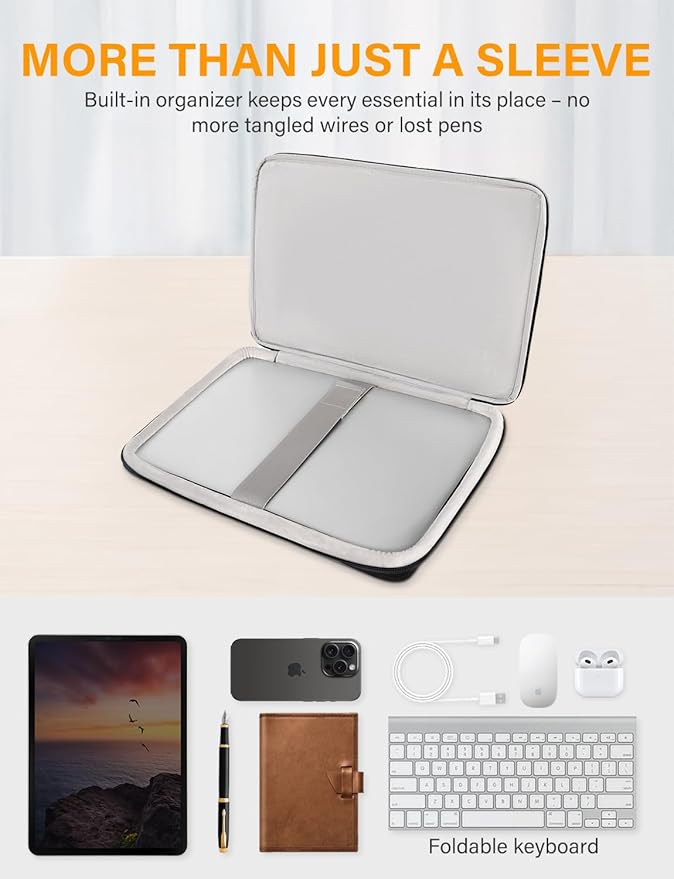 DOMISO 16 inch Laptop Sleeve Case Water Resistant Shockproof Protective Computer Bag for 16" Dell/HP Pavilion Envy/ThinkPad IdeaPad/ASUS Vivobook,Black
