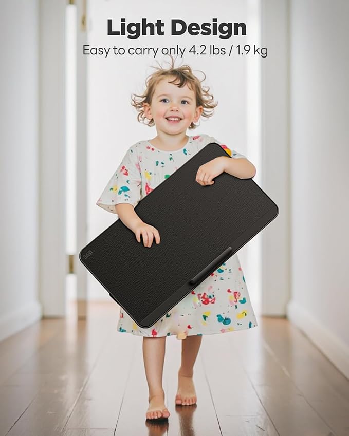 SAIJI Book Stand for Reading Hands Free with Page Paper Clips in Bed,Laptop Desk Table, Portable Lightweight Lap Desk Tray for Writing Eating Breakfast on Couch Sofa Floor (20.5"x11.8",Black)