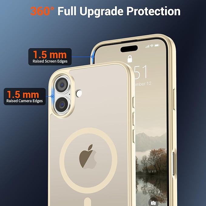 SUPFINE Magnetic for iPhone 16 Case (Compatible with MagSafe) (Military Grade Drop Protection) Translucent Matte Shockproof with Anti-Fingerprint Phone Cover,Antique White