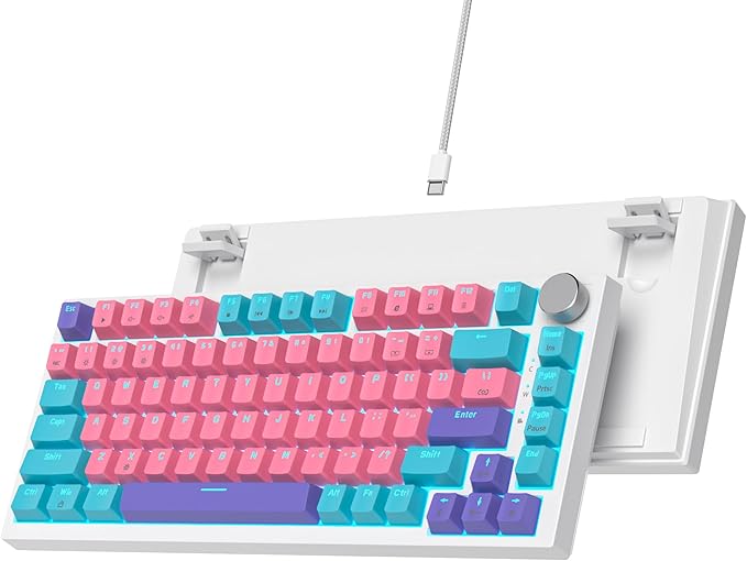 75% Mechanical Gaming Keyboard - Pink Gasket Mount TKL Keyboard, Wired, Custom Hot Swappable, RGB Backlit, for PC & Laptop Gamers