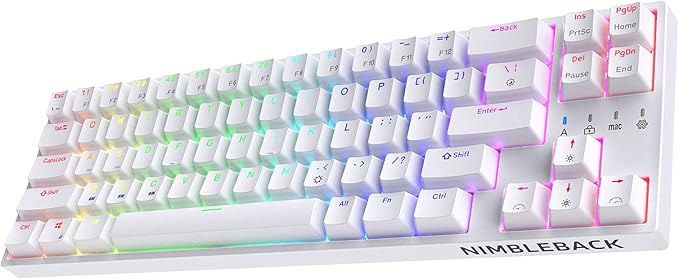 LTC NB681 Nimbleback Wired 65% Mechanical Keyboard, RGB Backlit Ultra-Compact 68 Keys Gaming Keyboard with Hot-Swappable Switch and Stand-Alone Arrow/Control Keys (Hot Swappable Brown Switch, White)
