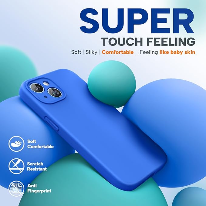 Miracase Compatible with iPhone 15 Plus Case, [Soft Anti-Scratch Microfiber Lining], Liquid Silicone Case Gel Rubber Shockproof Drop Protection Phone Case for iPhone 15 Plus, Mediterranean Blue