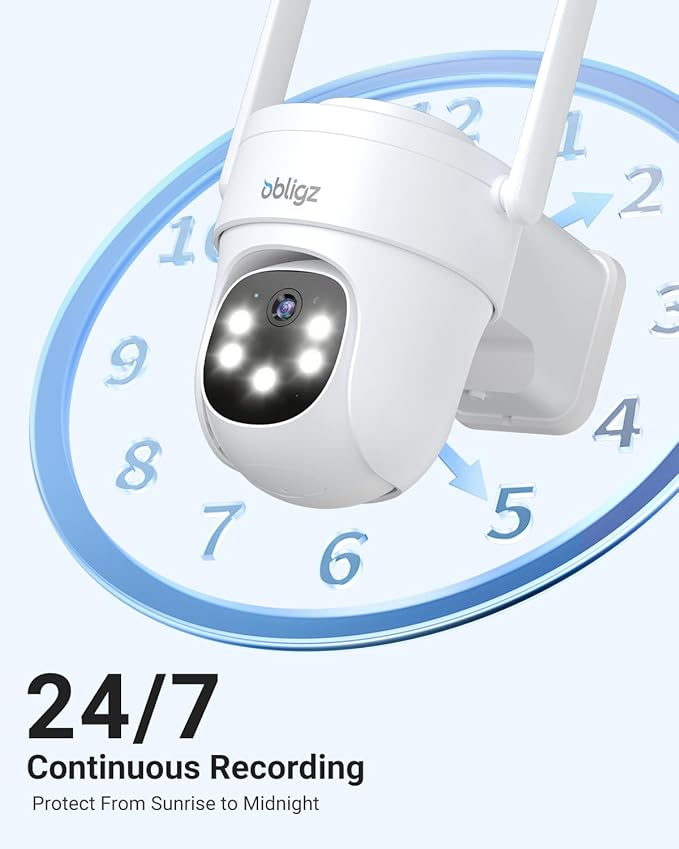 AOV Security Camera Wireless Outdoor with 6W Solar Panel,24/7 Recording Camera for Home Security, 2K Solar Cameras Outdoor Wireless, Auto Tracking，360°PTZ with Night Vision