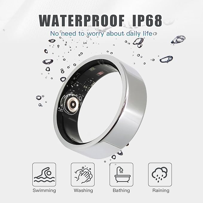 Smart Ring Health Tracker for Women Men, Sleep Tracker with Heart Rate and Blood Oxygen, Fitness Ring for Activity Monitoring, 15 Days Battery, No Subscription, Titanium Alloy (Black, #9)