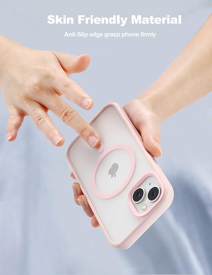 Tigowos for iPhone 15 Plus&iPhone 14 Plus Phone Case Fits MagSafe 10FT Drop Resistant Matte Skin Feeling Back Cover for iPhone 15 Plus&iPhone 14 Plus Case, Pink