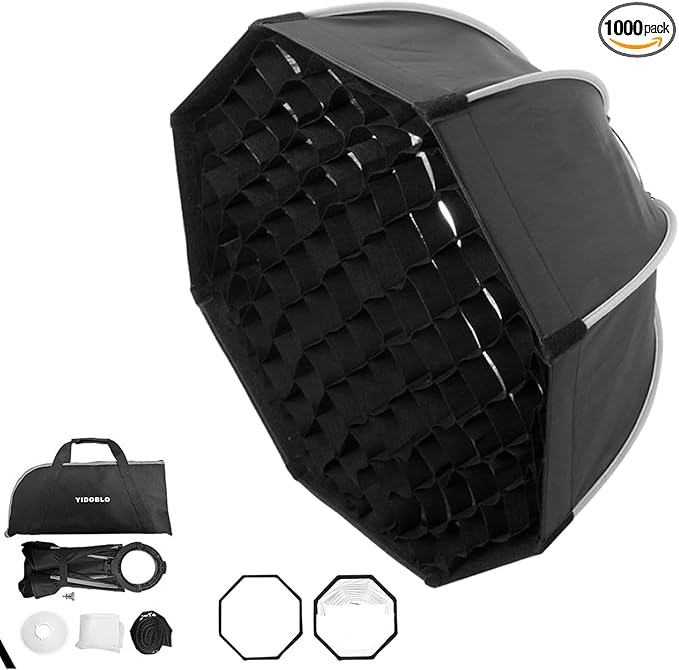 Softbox Honeycomb Grid, Octagon Umbrella Photography Softbox for Yidoblo ZC-100BI ZC-100C ZC-150BI, etc COB Lighting w/Bowens Adapter+ for Studio, YouTube, Vlog, Live, etc