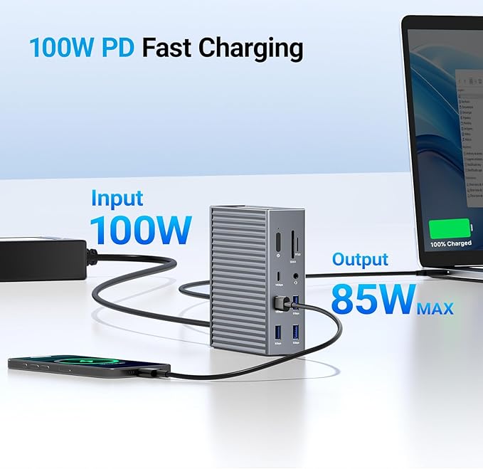 ACASIS USB C Docking Station Dual Monitor, 16-in-1 Laptpop Docking Station with 2* HDMI,VGA,2.5G Ethernet,SD/TF10Gbps USB-C 3.1,3.5mm Audio,PD100W,USBC Hub for Dell/Lenovo/HP/ThinkPad (Sliver)