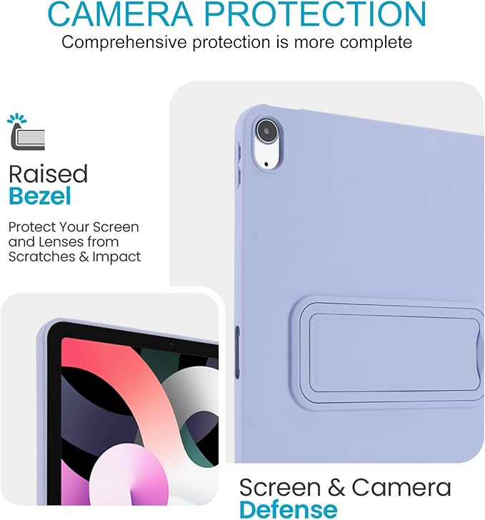 for iPad Air 11-inch M4/M3/M2 (2026/2025/2024) Case, Shockproof Protective Back Cover with Kickstand Slim Shell for Women Men, Lightpurple