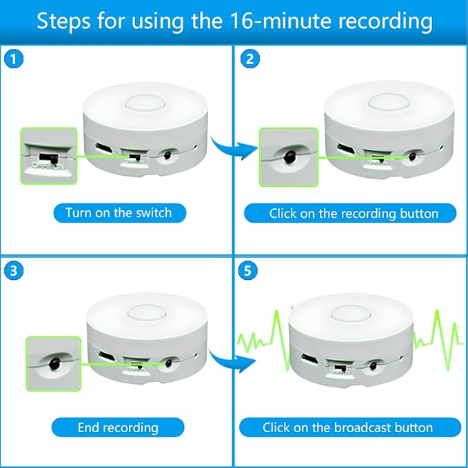 16 Minutes Voice Recorder, Record Custom Message for Crafts, Stuffed Bear, Baby Doll, and Pillow