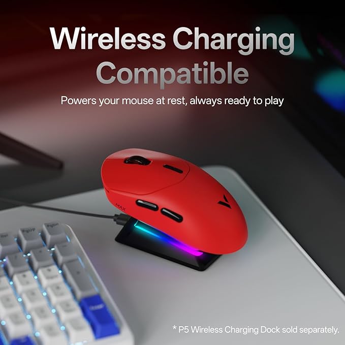 Rapoo VT2 MAX Wireless Gaming Mouse, True 8K Wireless Polling Rate, 53g Lightweight, Up to 750 Hr Battery, Nordic nRF54L15 MCU, 120-Million Optical Switch, 10 Programmable Buttons, Macro Enabled