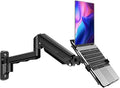 Laptop Wall Mount, 2-in-1 Monitor Wall Mount with Vented Tray fits Max 17" Notebook or 13-32" Computer Screen, Adjustable Laptop Arm Holds 4.4-22lbs, Gas Spring Laptop Holder Stand