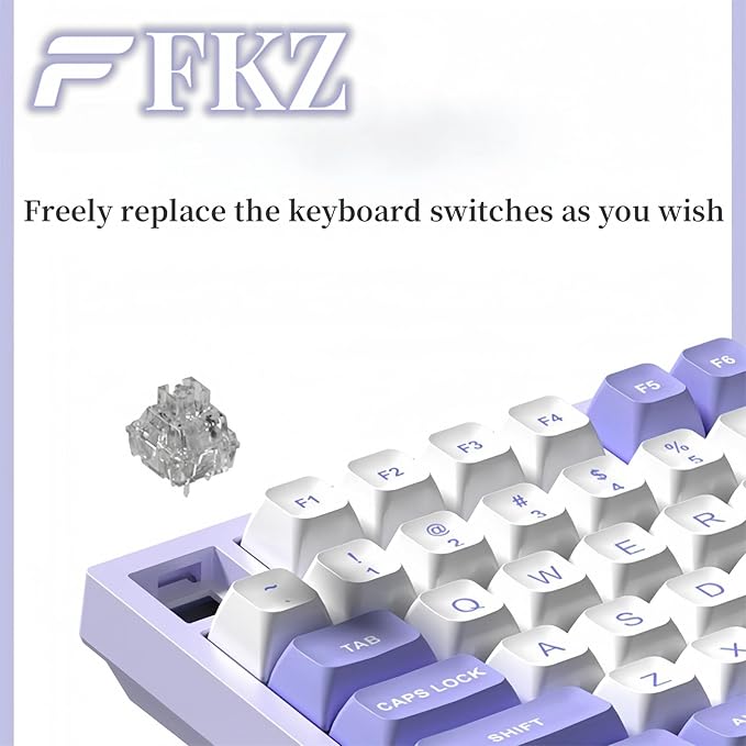 FKZ K75 Barebone 75% Hot Swap Tri-Mode Bluetooth 5.0/2.4G Wireless/Type-C Wired RGB Mechanical Gaming Keyboard With Knob Screen Gasket PCB Mount Custom DIY Kit (Purple)