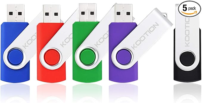 KOOTION 5 X 1GB USB Flash Drives Thumb Drives Pack Memory Stick USB 2.0(5 Colors: Black Blue Green Purple Red)