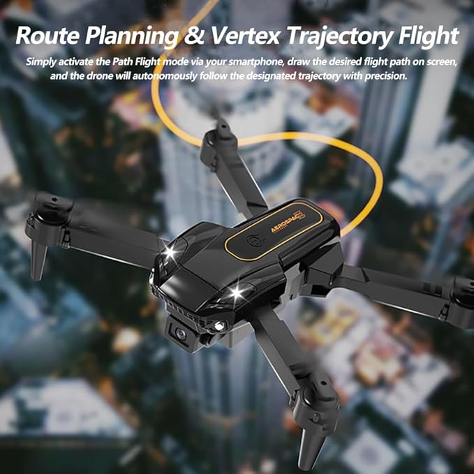 Drone with 1080P Camera, Christmas Mini Foldable Drone for Adults and Beginners, Headless Mode, Altitude Hold, One Key Start/Landing, 360° Flips, Speed Adjustment (Matte Black)