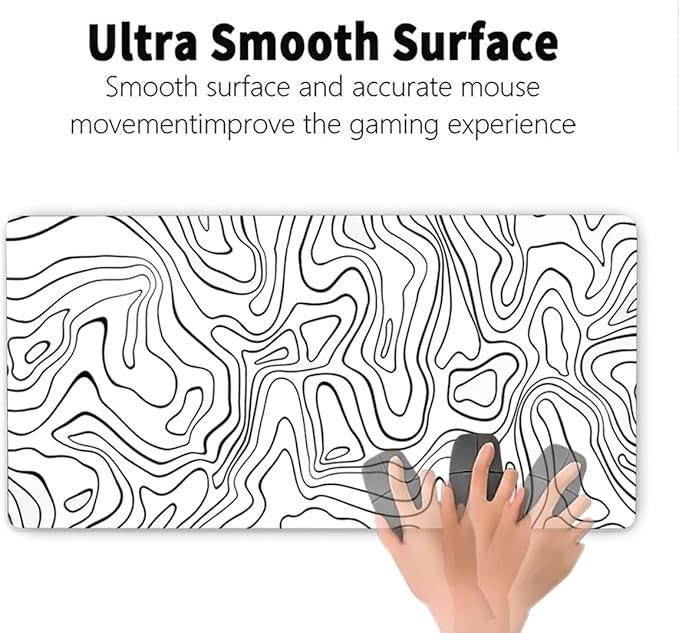 Rcege Large Mouse Pad for Desk - Gaming Mouse Pad with Stitched Edges, Anti-Slip Base for Keyboard and Mouse(Line White, 31.5L x 15.8W inches)