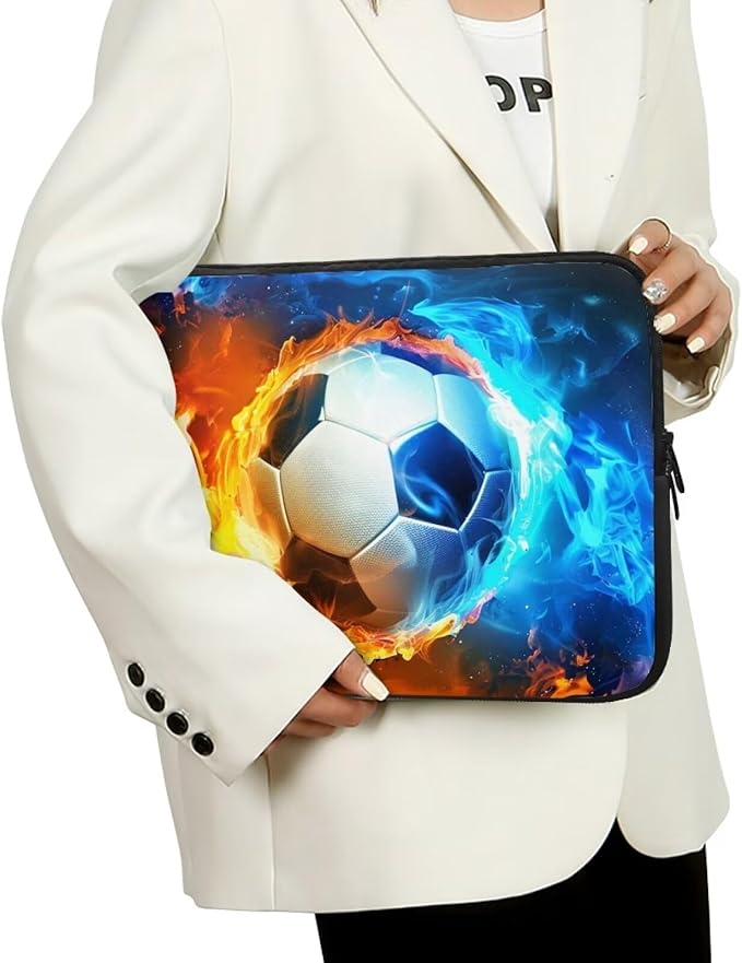 Water and Flame Football Laptop Protective Sleeve for Men Boys Computer Sleeve 15 inch Laptop Case Bag Portable Computer Carrying Case Suitable GITS for Teens