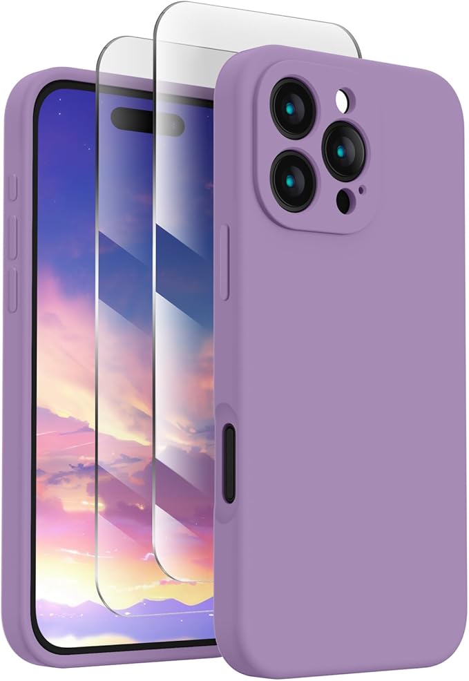 FireNova Designed for iPhone 16 Pro Max Case, Silicone Upgraded [Camera Protection] Phone Case, Soft Anti-Scratch Microfiber Lining Inside, 2024, Light Purple