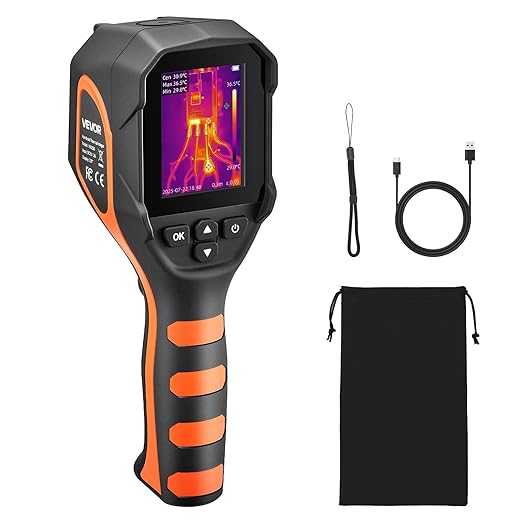 VEVOR Thermal Camera, 320 x 240 TISR Super Resolution, Thermal Imaging Camera with 2MP Visual Camera, 256 x 192 IR Resolution, 25 HZ Refresh Rate, -4°F to 1022°F, 4 Image Modes & 6 Color Palettes