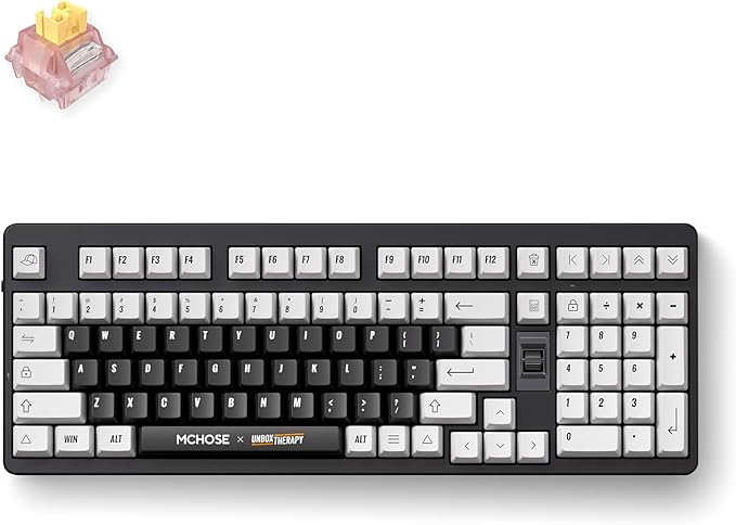 MCHOSE UT98 Wireless Mechanical Keyboard Compact Silent Gaming Keyboard with Knob Tri-Mode Connection Hot Swappable Custom Creamy Keyboard Gasket Structure Pre-lubed Linear Switches RGB Classic Silent