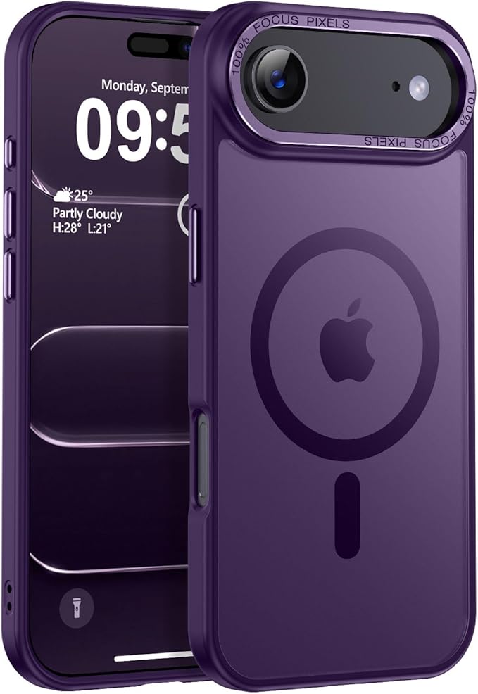Newfuture Magnetic for iPhone Air Case [Compatible with Magsafe] [Military Grade Drop Protection] Translucent Matte Anti-Scratch Shockproof Protective Phone Cover 6.5 Inch, Deep Purple