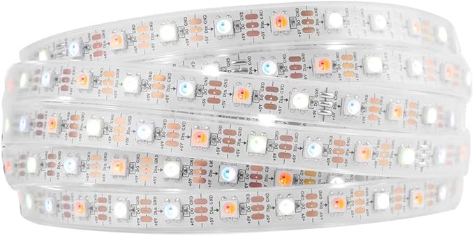 BTF-LIGHTING RGBW RGB+Warm White SK6812 (Similar WS2812B) 4 Colors in 1 LED Strip Individually Addressable 16.4ft 60Pixel/m 300LED Light Dream Color IP67 DC5V White PCB (No Adapter or Controller)