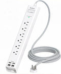Addtam Power Strip Surge Protector - 2ft Short Extension Cord with 6 Outlets and 4 USB Ports (2 USB C), Ultra Flat Plug Wall Mount, Compact Charging Station for Travel Office Home