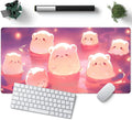 Kawaii Pastel Pink Desk Mat Cute Cat Large Mouse Pad Desk Pad Large Mouse and Keyboard Pad, Kawaii Cat Lover Gifts Mouse Mat XXL Desk Protector Mat, Computer for Desktop Cute Desk Decor 31.5" x 15.7"