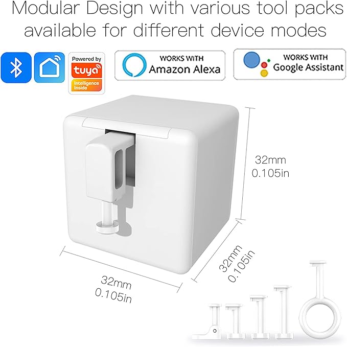 Smart Switch Button Pusher: Bluetooth Fingerbot Plus with Toolkit for Any Buttons & Switches, Tuya App Control,No Wiring Switch Bot Button, Add a Blutooth Hub Compatible with Alexa Google Home (White)