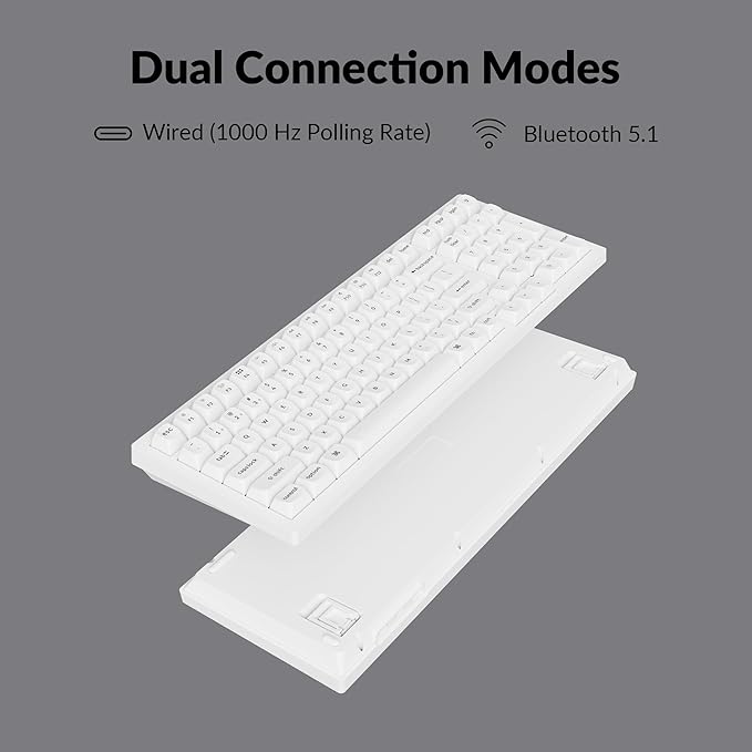 Keychron K4 Pro QMK/VIA Bluetooth Wireless Mechanical Keyboard, 96% Layout Custom Programmable Gaming Keyboard with White Backlit, Hot-Swappable K Pro Brown Switch for Mac Windows Linux - White